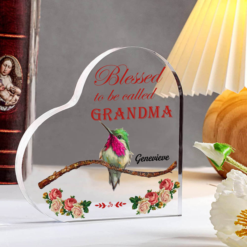 Acrylic Heart Keepsake Custom 2 Names Birds Decor Personalised Gifts for Grandma Mum-Jessemade AU