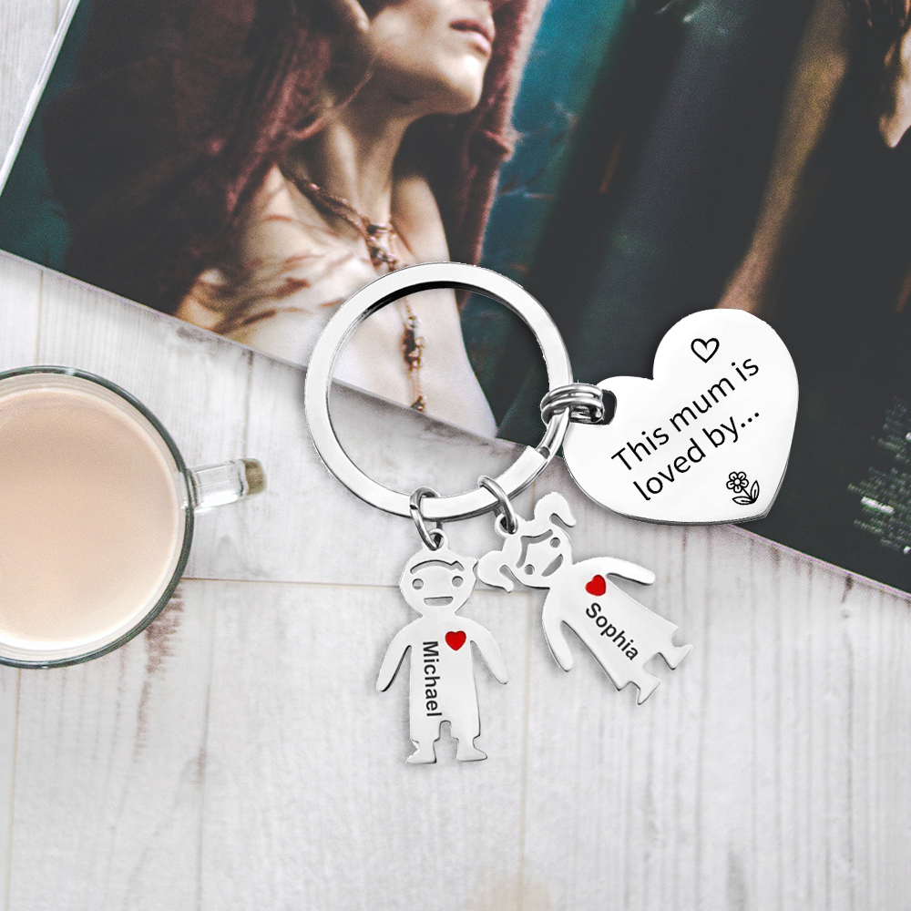 2 Names - Personalised Keychain with Kid Charm Engraved Names Keychain Mother's Day Gift for Mum-Jessemade AU