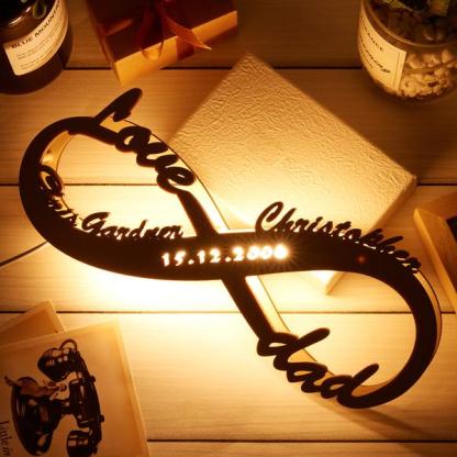 Custom Infinity You and Me Night Light Engraved 2 names Wood Lamp Home Decoration Gift-Jessemade AU