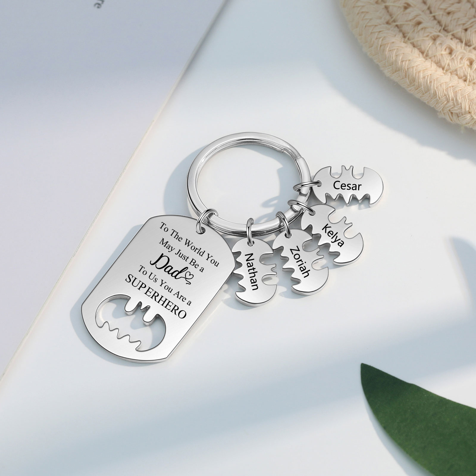 You Are A Superhero Keychain Personalised 4 Names Bat Keychain Engraved Gift for Dad/Grandpa/Grandad/Mom/Mum-Jessemade AU
