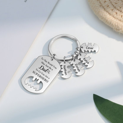 You Are A Superhero Keychain Personalised 4 Names Bat Keychain Engraved Gift for Dad/Grandpa/Grandad/Mom/Mum-Jessemade AU