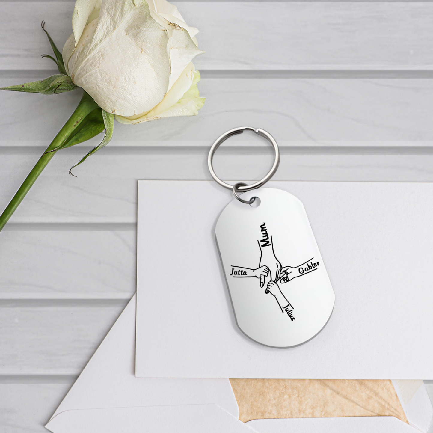 4 Names - Personalised Name Keychain Holding Hands Keychain Mother's Day Gifts For Grandma/Mother-Jessemade AU
