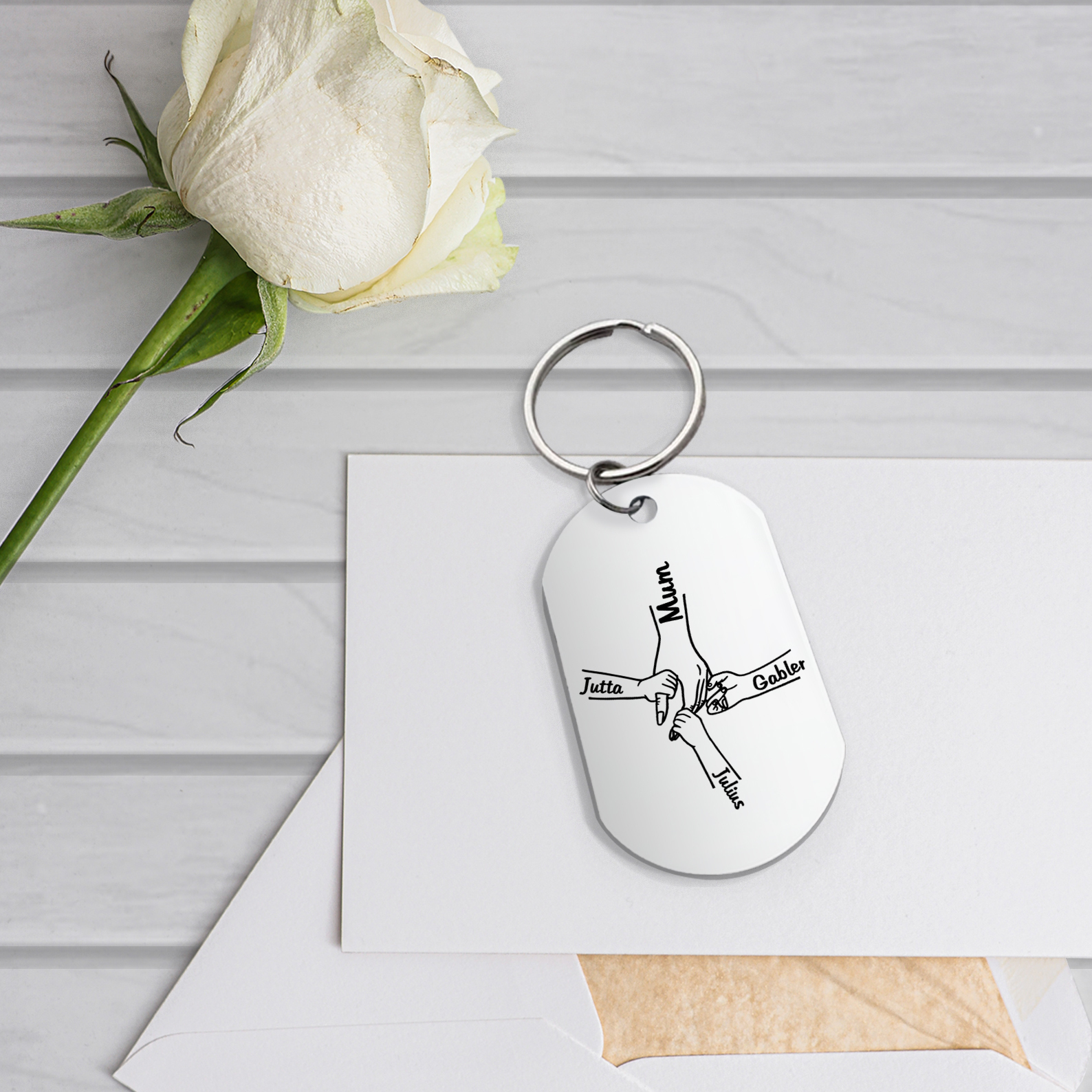 4 Names - Personalised Name Keychain Holding Hands Keychain Mother's Day Gifts For Grandma/Mother-Jessemade AU