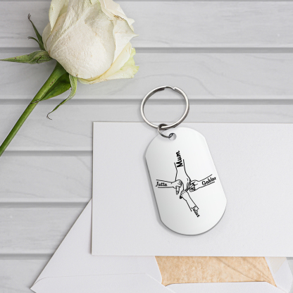 4 Names - Personalised Name Keychain Holding Hands Keychain Mother's Day Gifts For Grandma/Mother-Jessemade AU