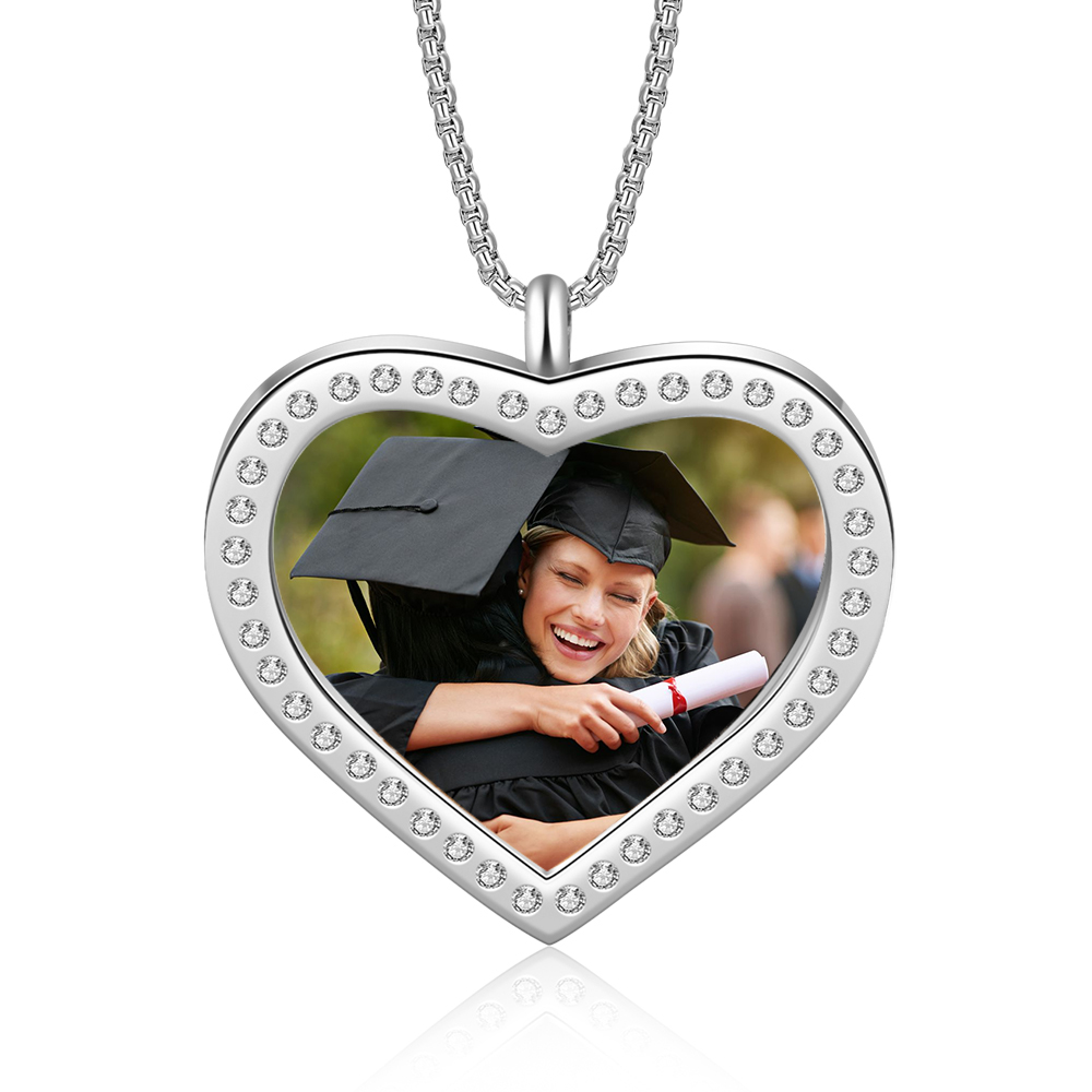 Personalised Graduation Necklace Custom Name & Photo Heart Pendant Necklace Gift for Her-Jessemade AU