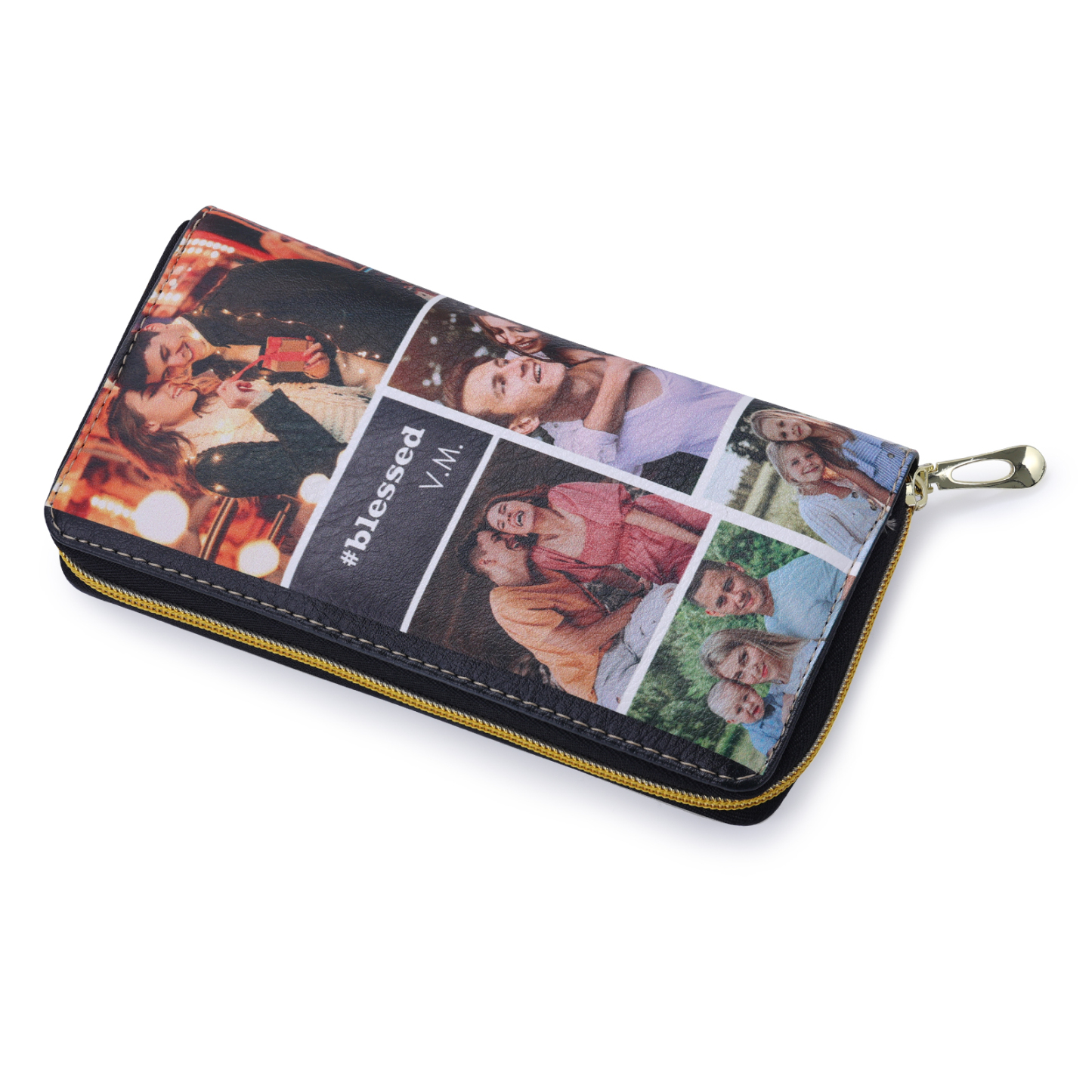 Long Purse Personalised Leather Wallet Engraved 10 Photos Zip Wallet 2023 Gifts For Women Men-Jessemade AU