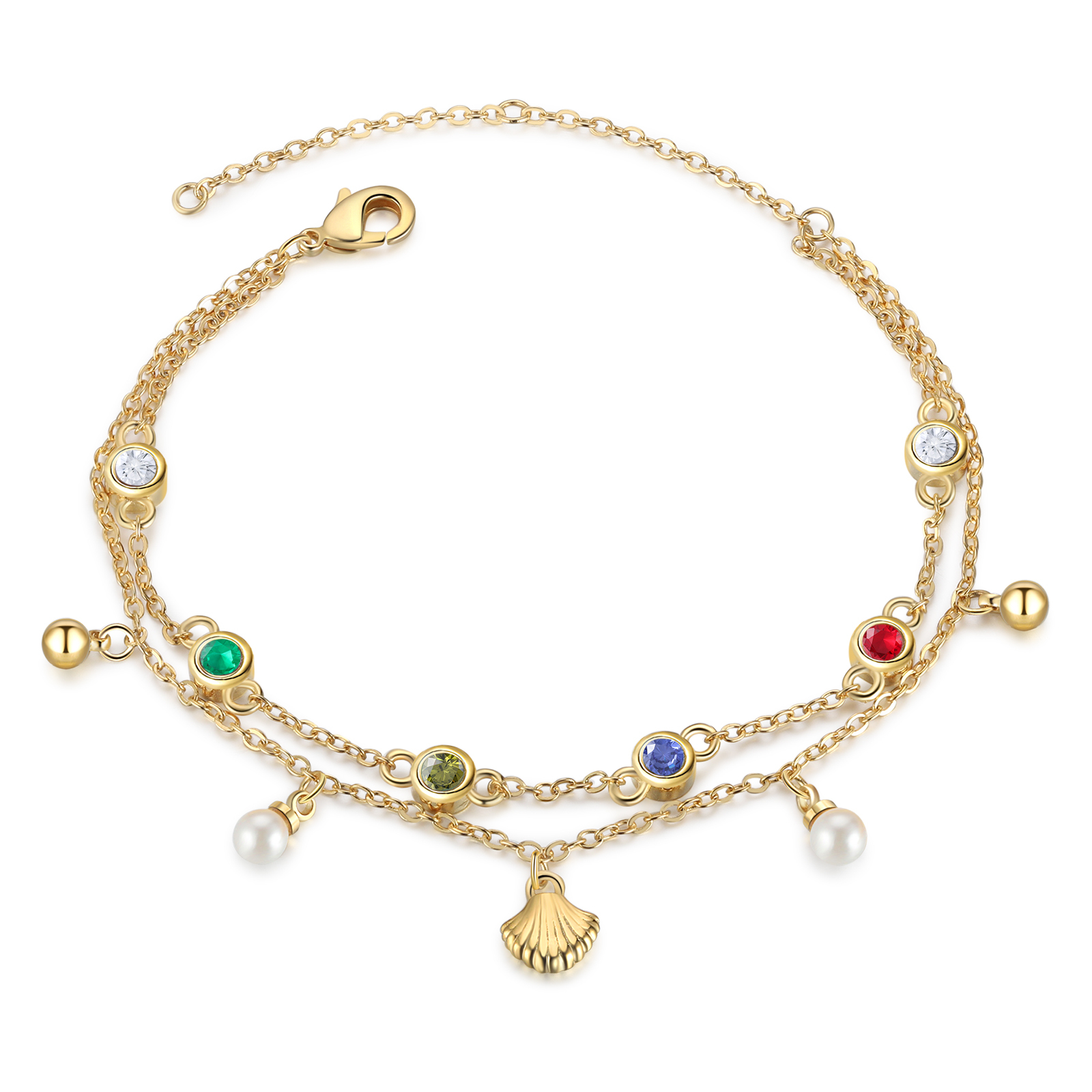 Personalised Women's Bracelet Custom 4 Birthstones Bracelet Gold Adjustable Bracelet Birthday Gift for Her-Jessemade AU