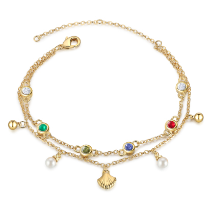 Personalised Women's Bracelet Custom 4 Birthstones Bracelet Gold Adjustable Bracelet Birthday Gift for Her-Jessemade AU