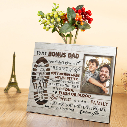 To My Bonus Dad Photo Frame Keepsake Wood Signs-Thank You For Stepping In And Become Dad-Jessemade AU