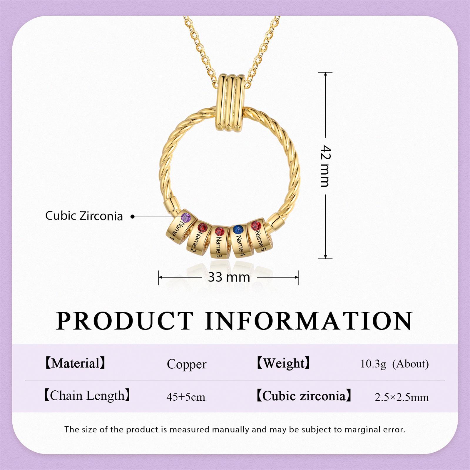 5 Names - Personalised Circle Pendant Necklace Custom Birthstones & Names Necklace Birthday Gift for Her-Jessemade AU