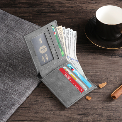 Personalised Leather Wallet Engraved Photo Short Purse Custom Folding Wallet Gifts For Him-Jessemade AU