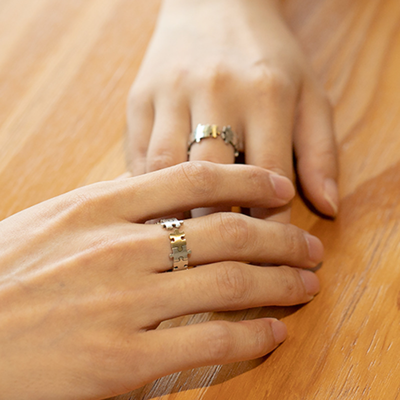 Couple Ring Set Matching Rings Puzzle Adjustable Ring Gift for Couple-Jessemade AU