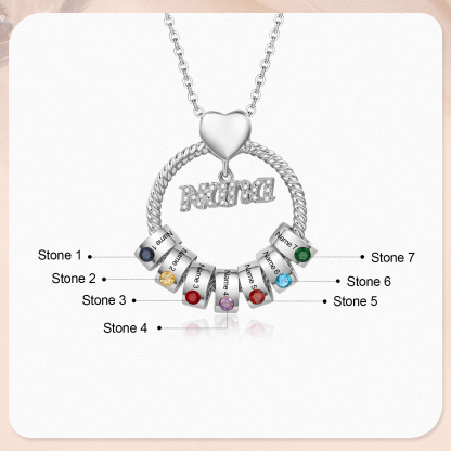 7 Names - Personalised Nana Necklace Custom Names & Birthstones Circle Pendant Necklace Gift for Grandma Nana-Jessemade AU