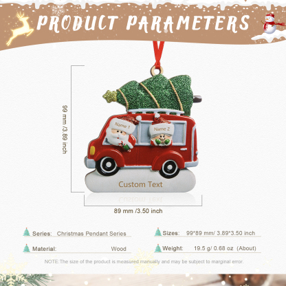 2 Names - Personalised Christmas Snowman Ornament Customised Names & Text Wooden Car Hanging Ornaments Christmas Gift for Family-Jessemade AU