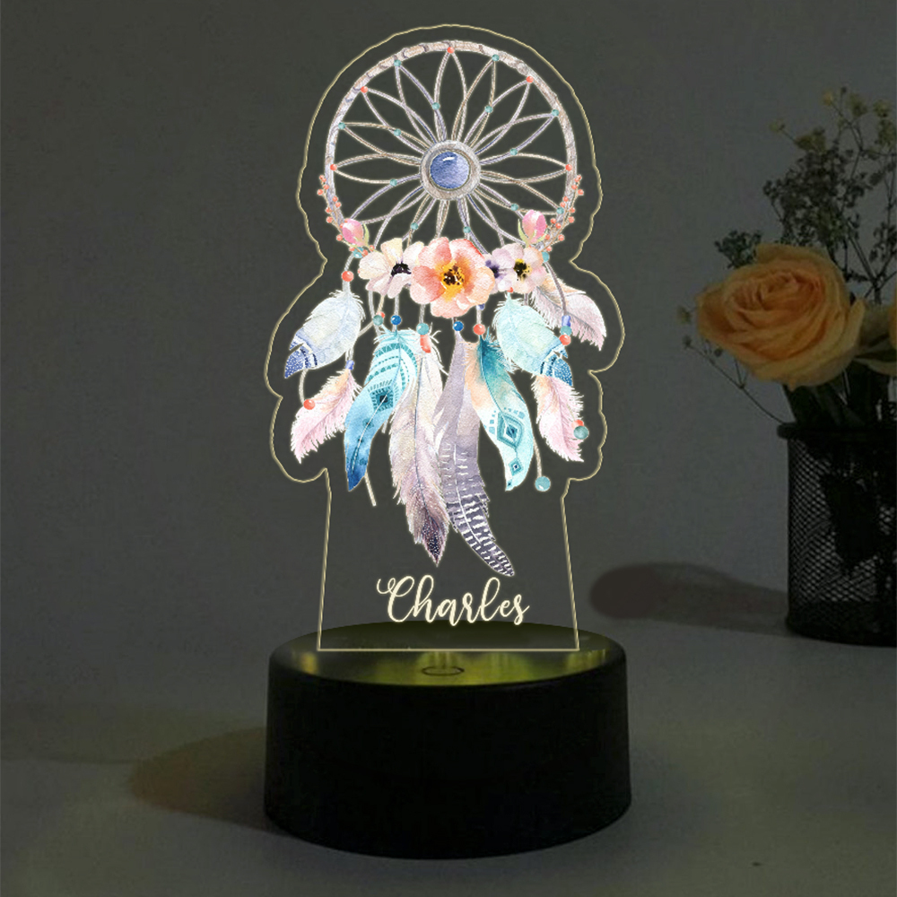 Custom Dream Catcher Night Light 7 Colours Changing Night Light With Name LED Lamp Gifts For Kids-Jessemade AU