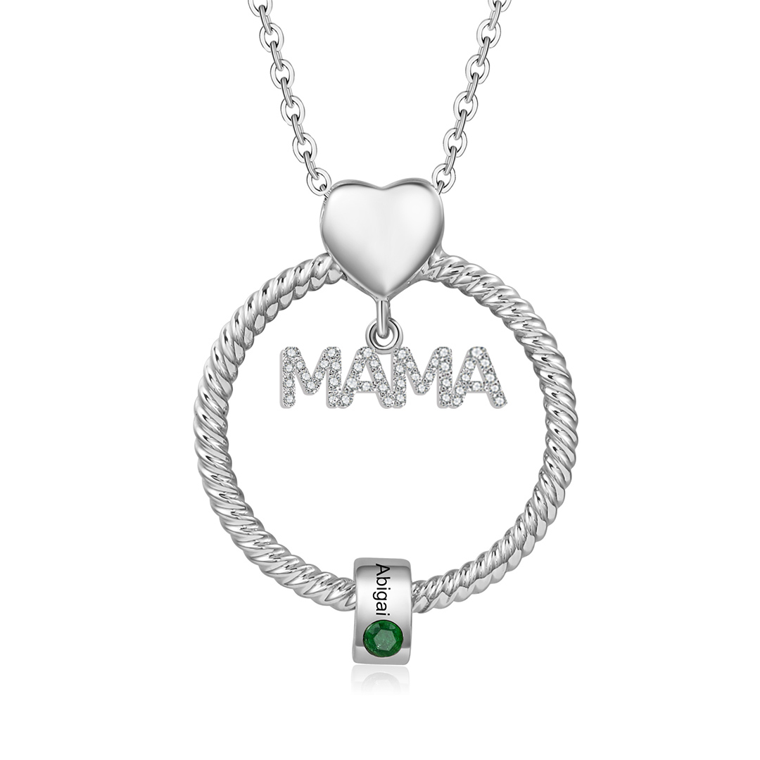 1 Name - Personalised Mama Circle Pendant Necklace Custom Name & Birthstone Necklace Mother's Day Gifts-Jessemade AU