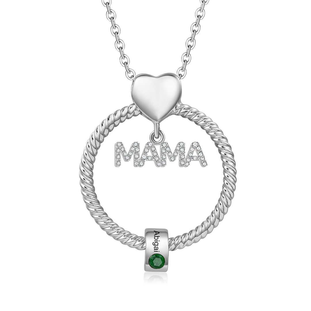 1 Name - Personalised Mama Circle Pendant Necklace Custom Name & Birthstone Necklace Mother's Day Gifts-Jessemade AU