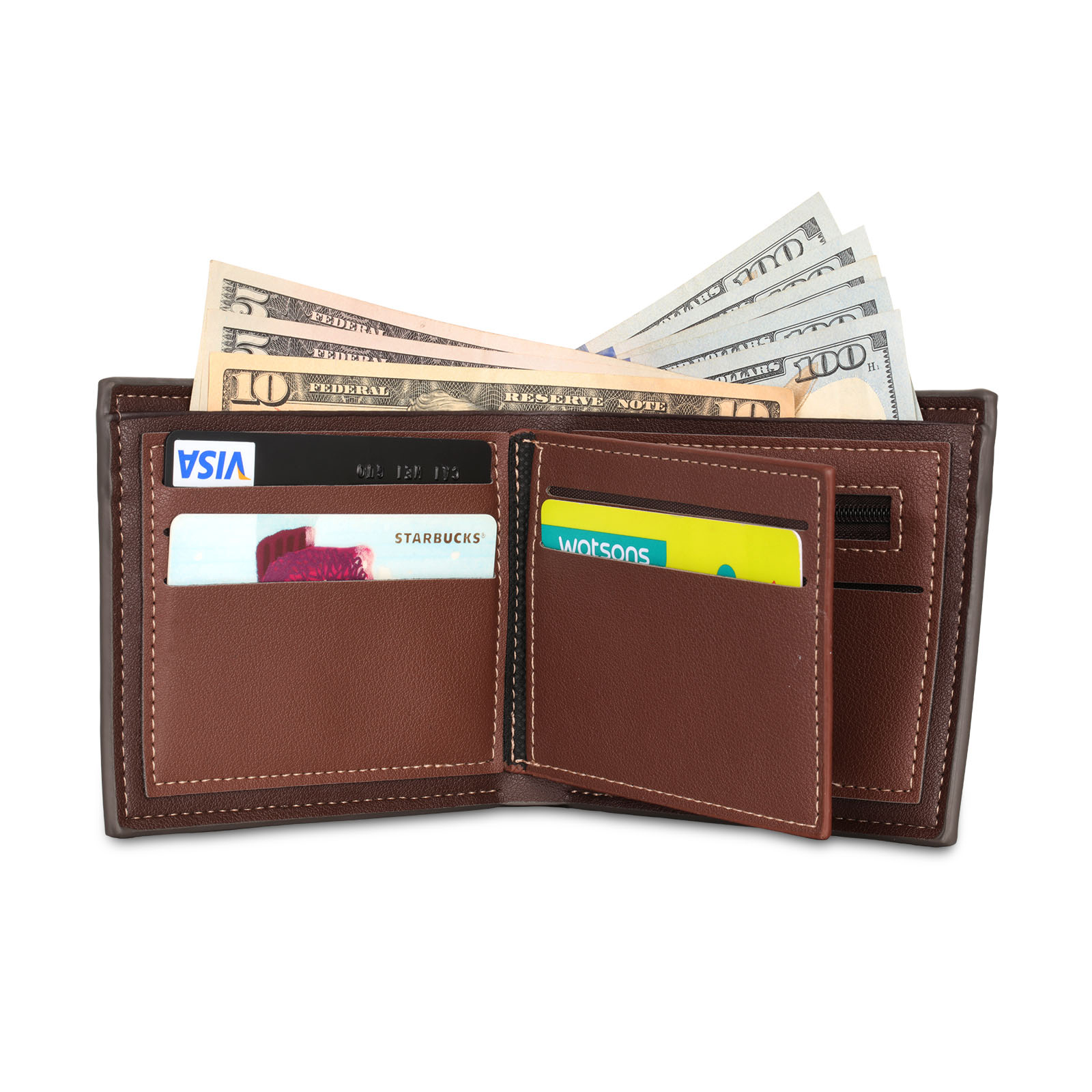 [Copy]Best Dad Ever - Custom 6 Names & 1 Text Billfold Wallet Personalised Fist Bump Men's Leather Wallet