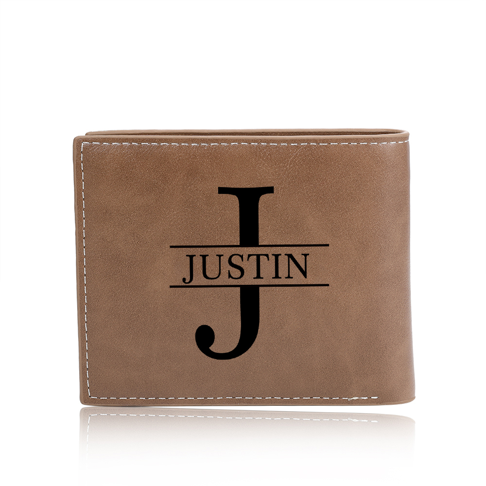 Personalised Photo & Name & Letter Billfold Wallet Custom Monogram Leather Wallet Gift for Men-Jessemade AU