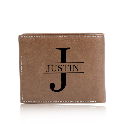 Personalised Photo & Name & Letter Billfold Wallet Custom Monogram Leather Wallet Gift for Men-Jessemade AU