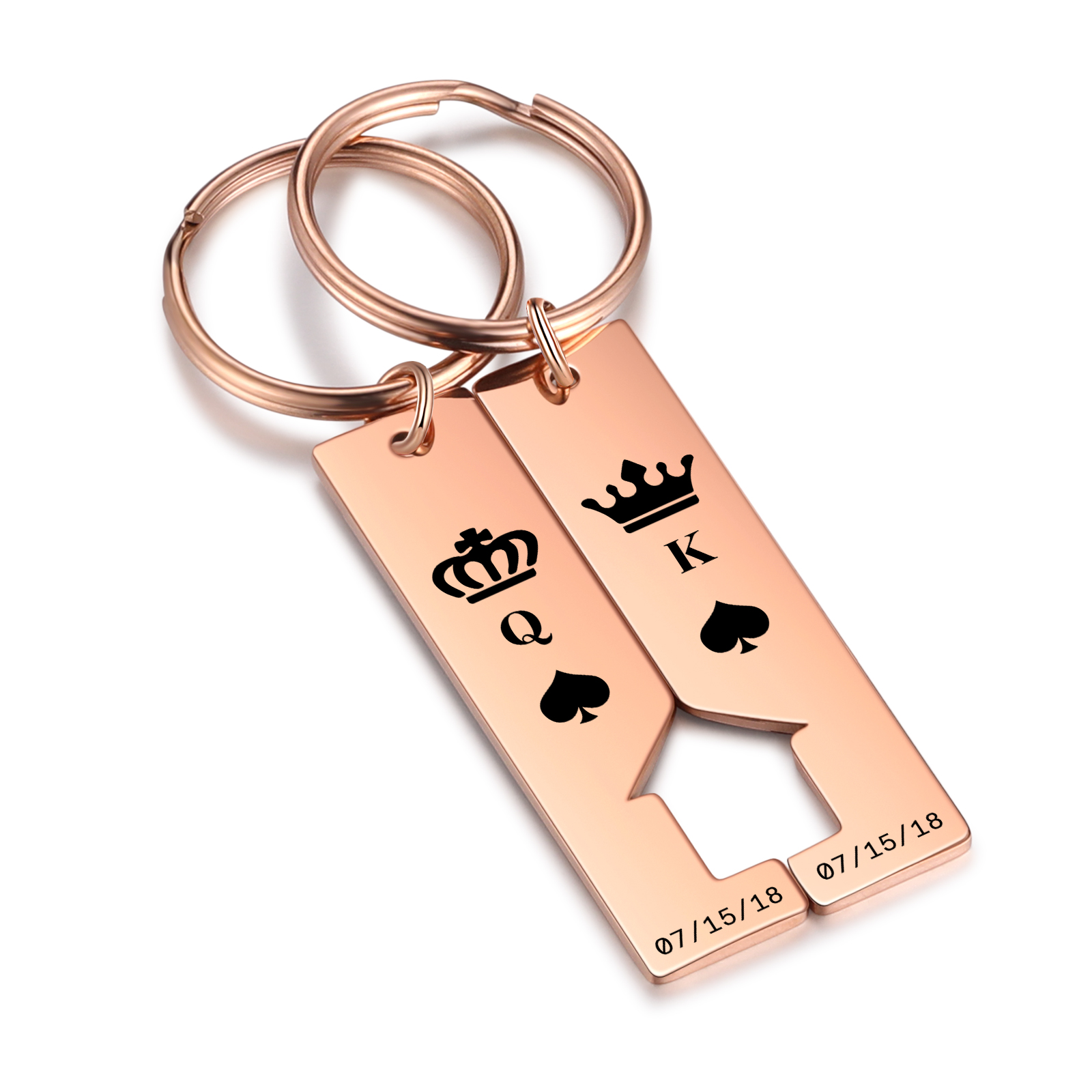 Personalised Couple Keychain Custom 2 Letters & 2 Dates Crown Keyring Valentine's Day Gift for Husband/Wife-Jessemade AU