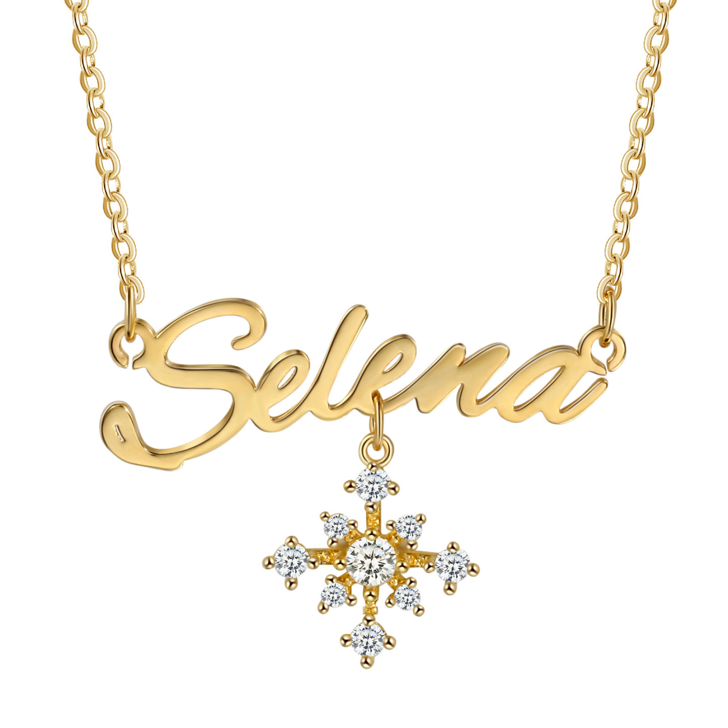 Personalised Snowflake Necklace Custom 1 Name Necklace Gift For Women-Jessemade AU