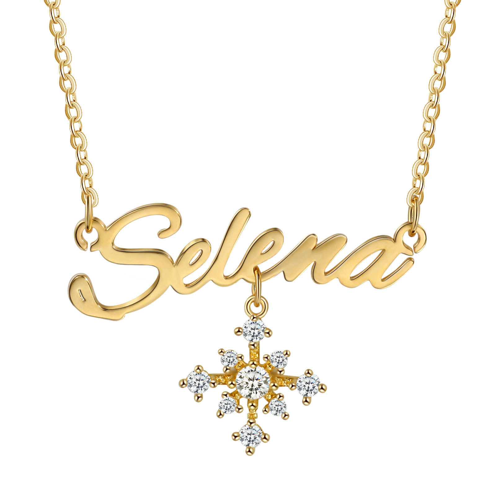 Personalised Snowflake Necklace Custom 1 Name Necklace Gift For Women-Jessemade AU