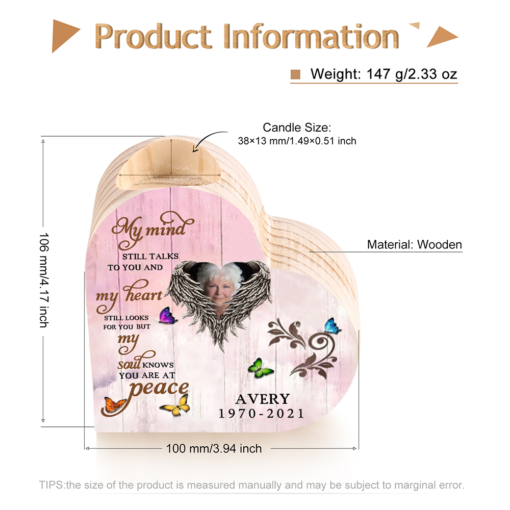 Personalised Wooden Heart Candle Holder Memorial Candlesticks "My mind still talks to you" Gifts For Lost of Loved One-Jessemade AU