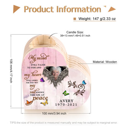 Personalised Wooden Heart Candle Holder Memorial Candlesticks "My mind still talks to you" Gifts For Lost of Loved One-Jessemade AU
