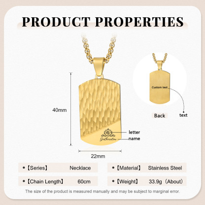 Personalised Men's Necklace Engraved Name & Letter & Text Dog Tag Necklace Stainless Steel Gift for Him-Jessemade AU