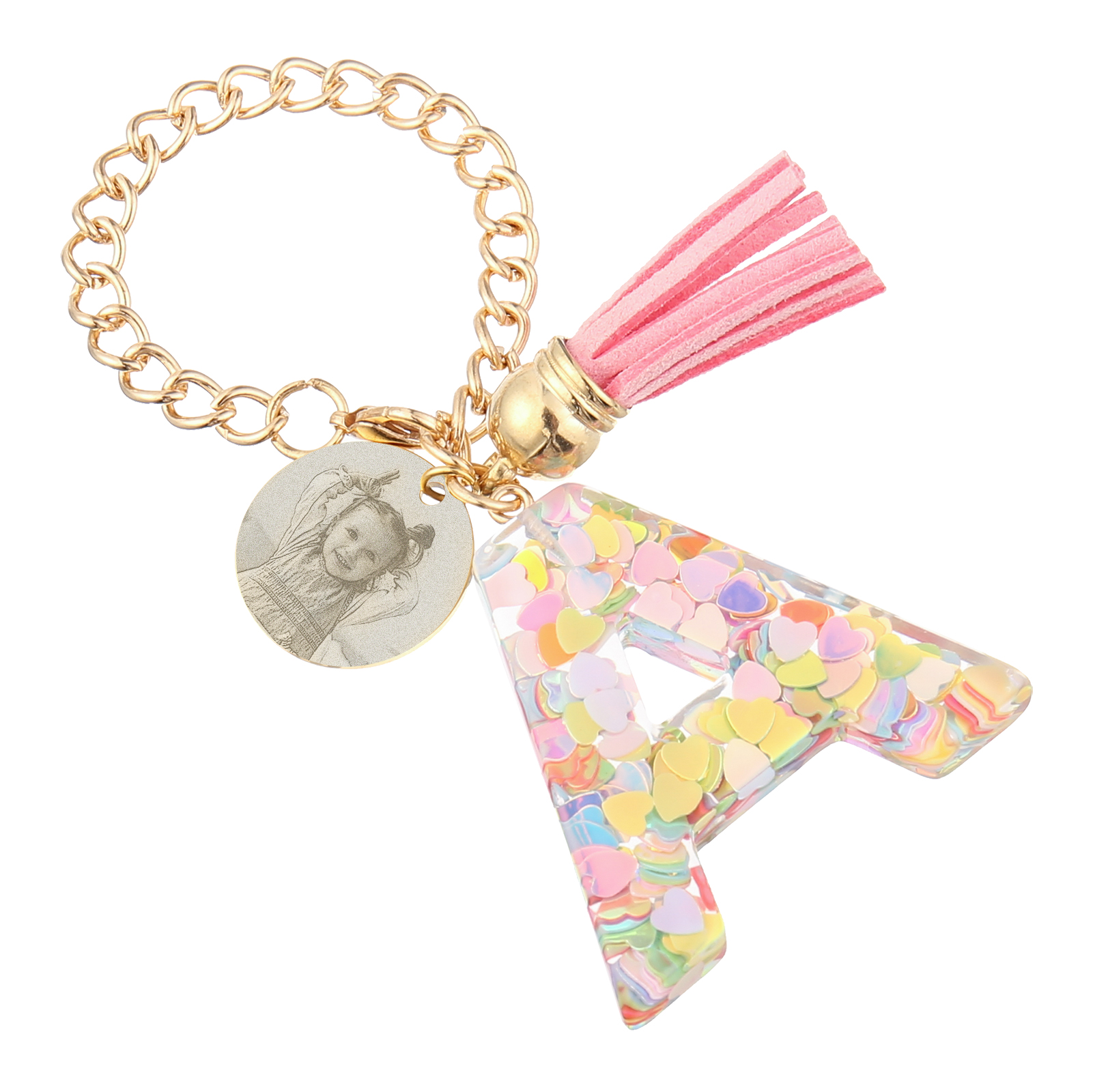 Personalised 26 Letters Pendant Custom 1 Photo Hanging Ornament Back-to-School Gift for Girls-Jessemade AU