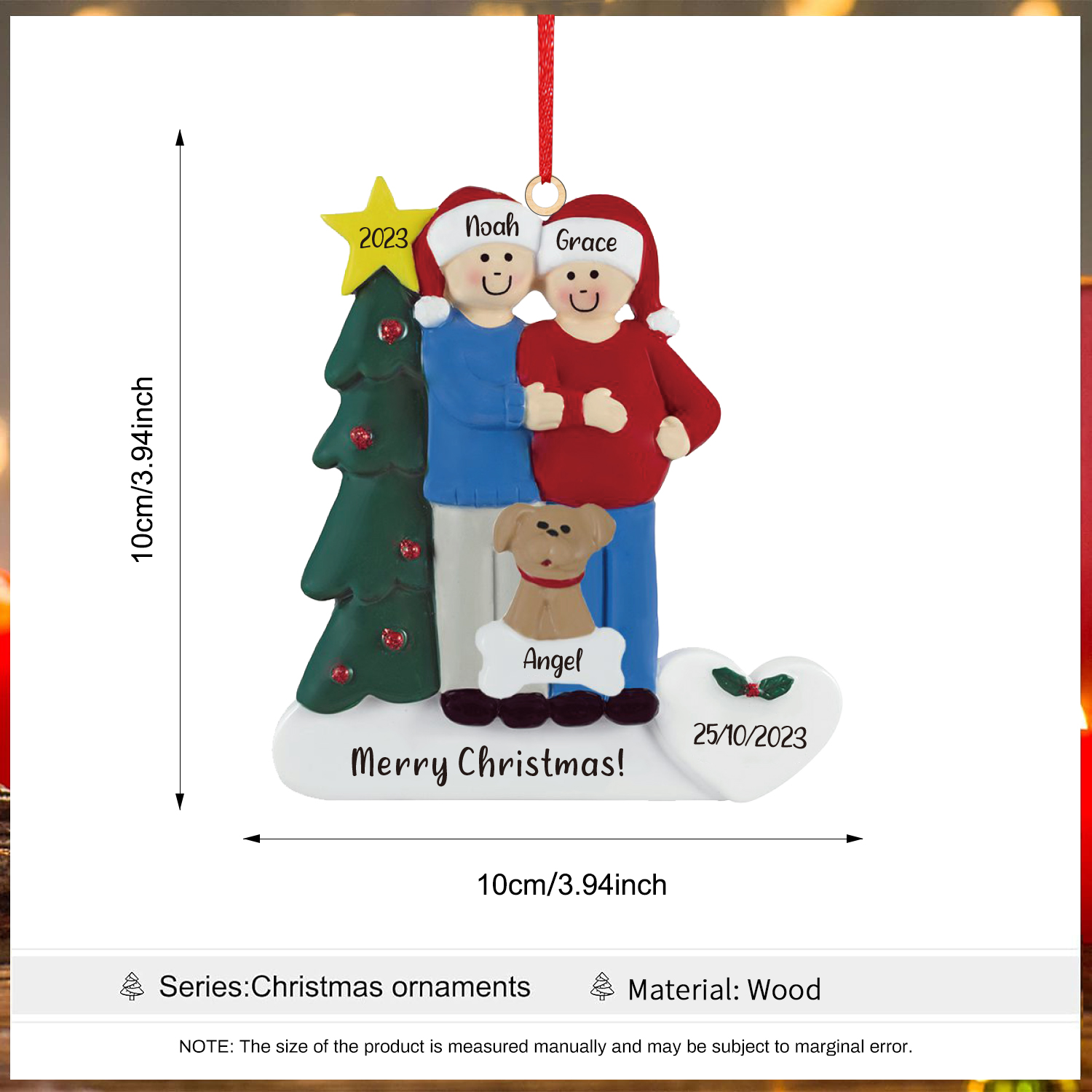 3 Names - Personalised Wooden Christmas Ornaments with Pet Names Customised Text & Date Xmas Decor Gifts for Family Friends-Jessemade AU