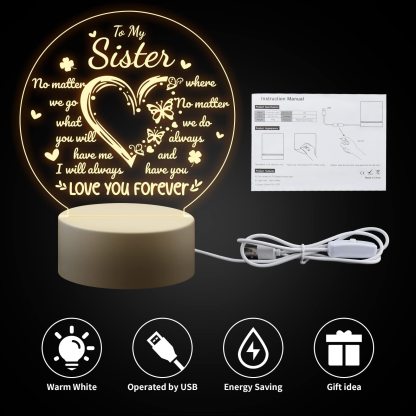 To My Sister - Love You Forever Night Light LED Lamp Bedroom Decoration For Sister-Jessemade AU