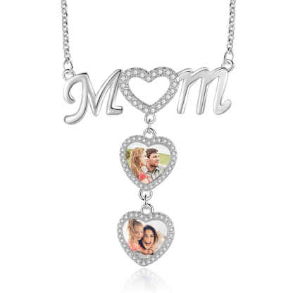 Mother's Day Gifts Personalised Mom Necklace Custom 2 Photos Heart Necklace for Mom-Jessemade AU