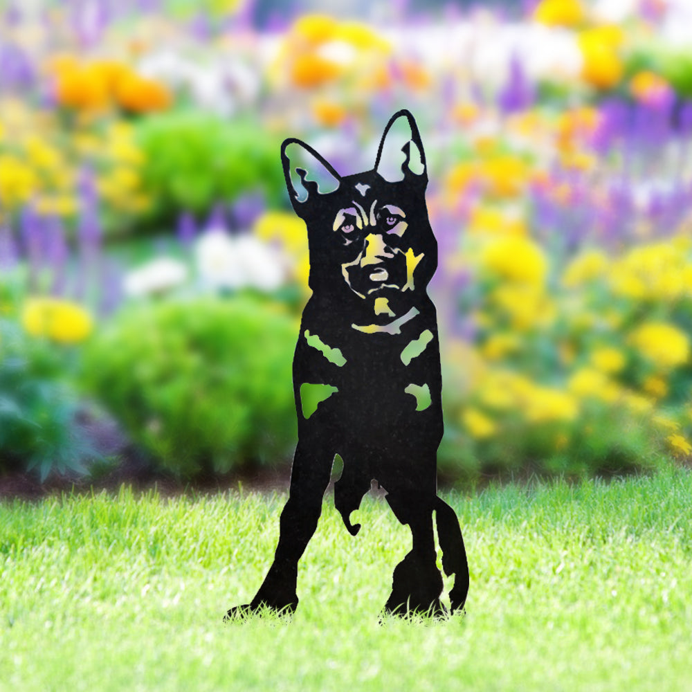 German Shepherd Metal Dog Silhouette Garden Yard Decoration