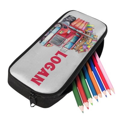 Personalised  Name Pencil Case Red Book Truck Pen Bag Zipper Back to School Gifts for Student-Jessemade AU