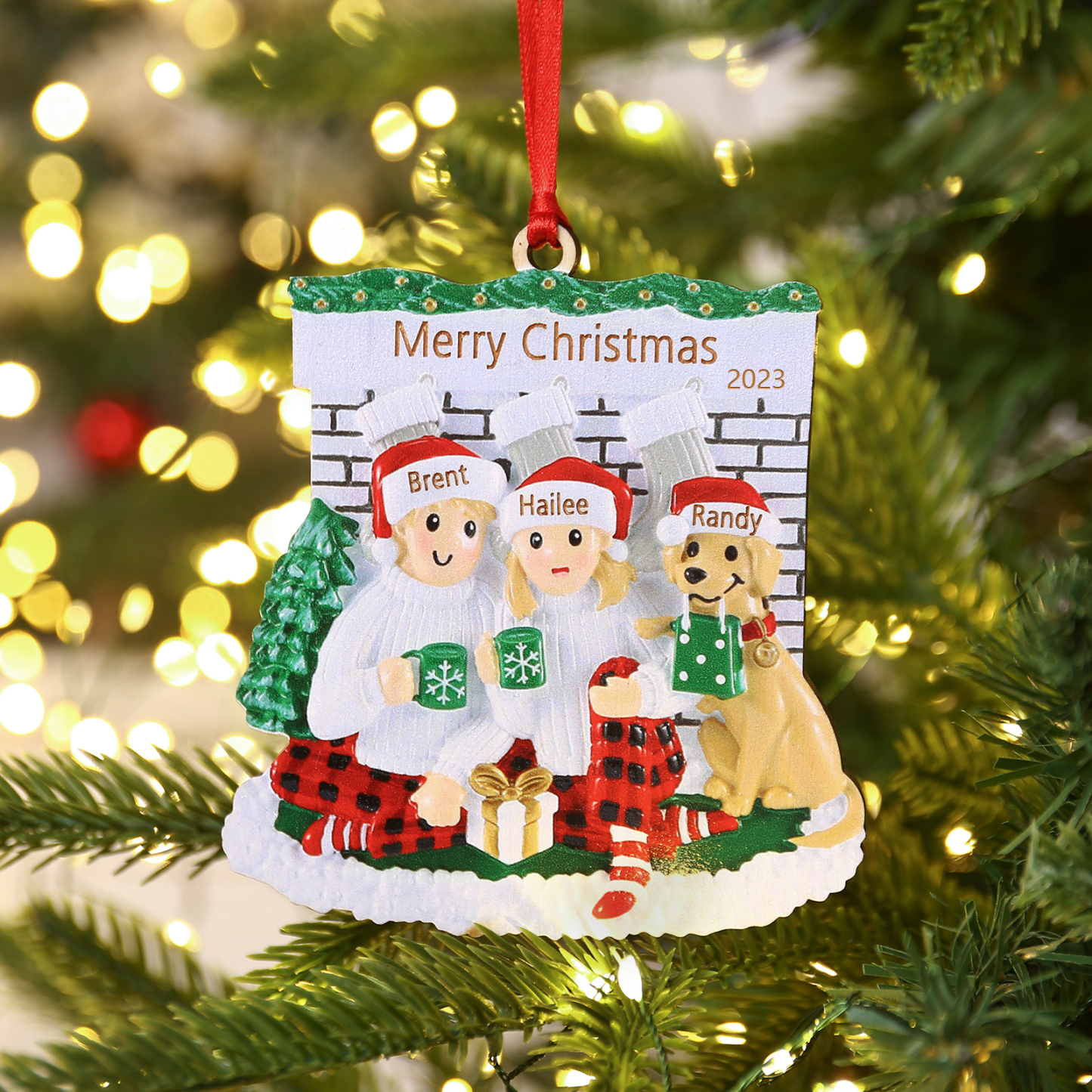 3 Names - Personalised Christmas Ornaments Customised Text & Date Xmas Wooden Decor Gifts for Family Friends-Jessemade AU