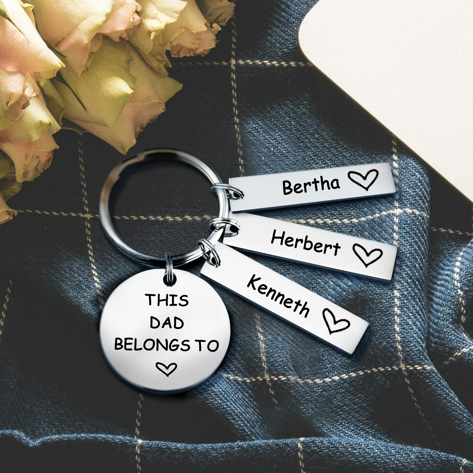 3 Names - Personalised Name Keychain Stainless Steel Keychain Special Gift for Mummy/Dad-Jessemade AU