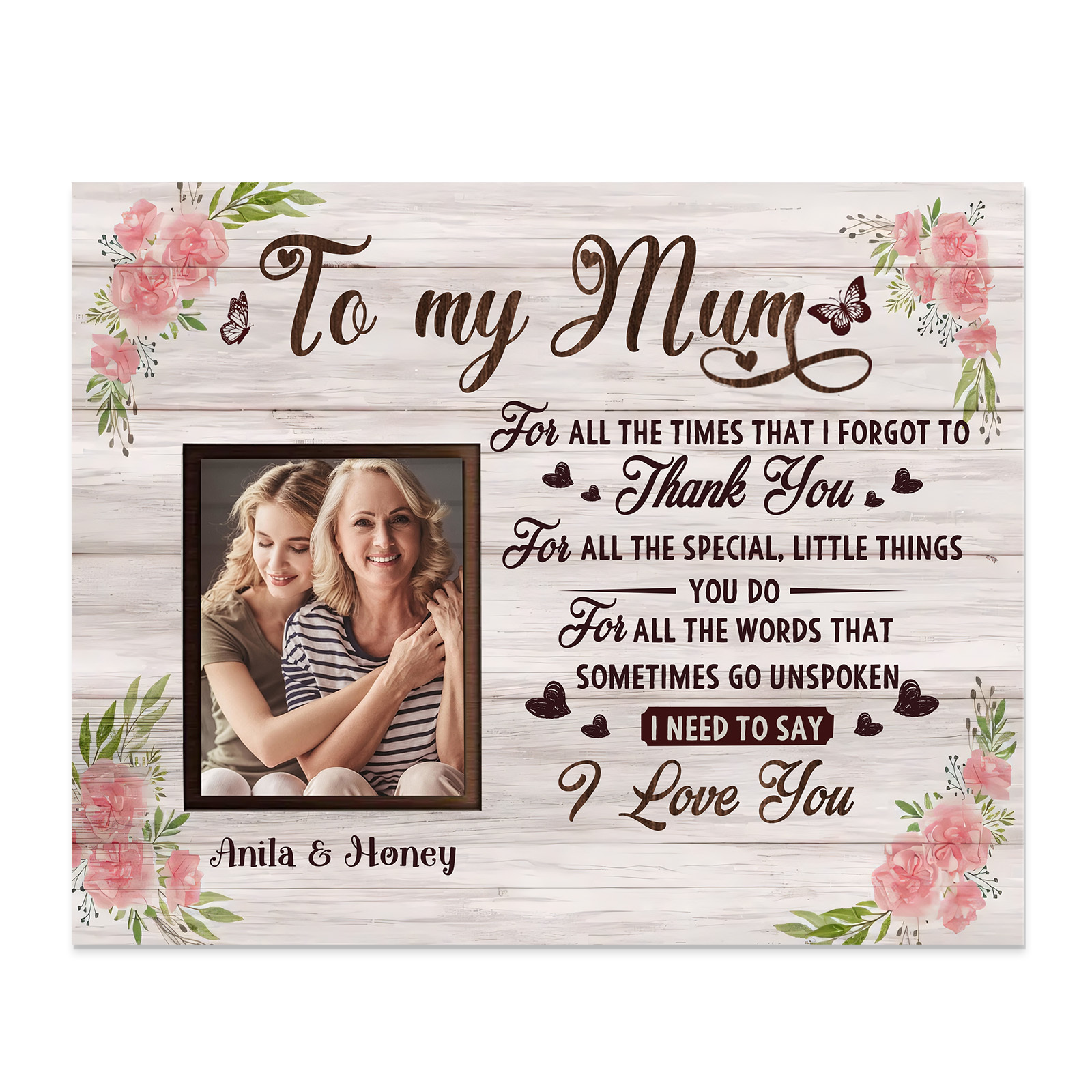 Personalised Photo & Text Wooden Plaque Home Decoration Gifts for Mom/Mum - For All The Times That I Forgot To Thank You-Jessemade AU