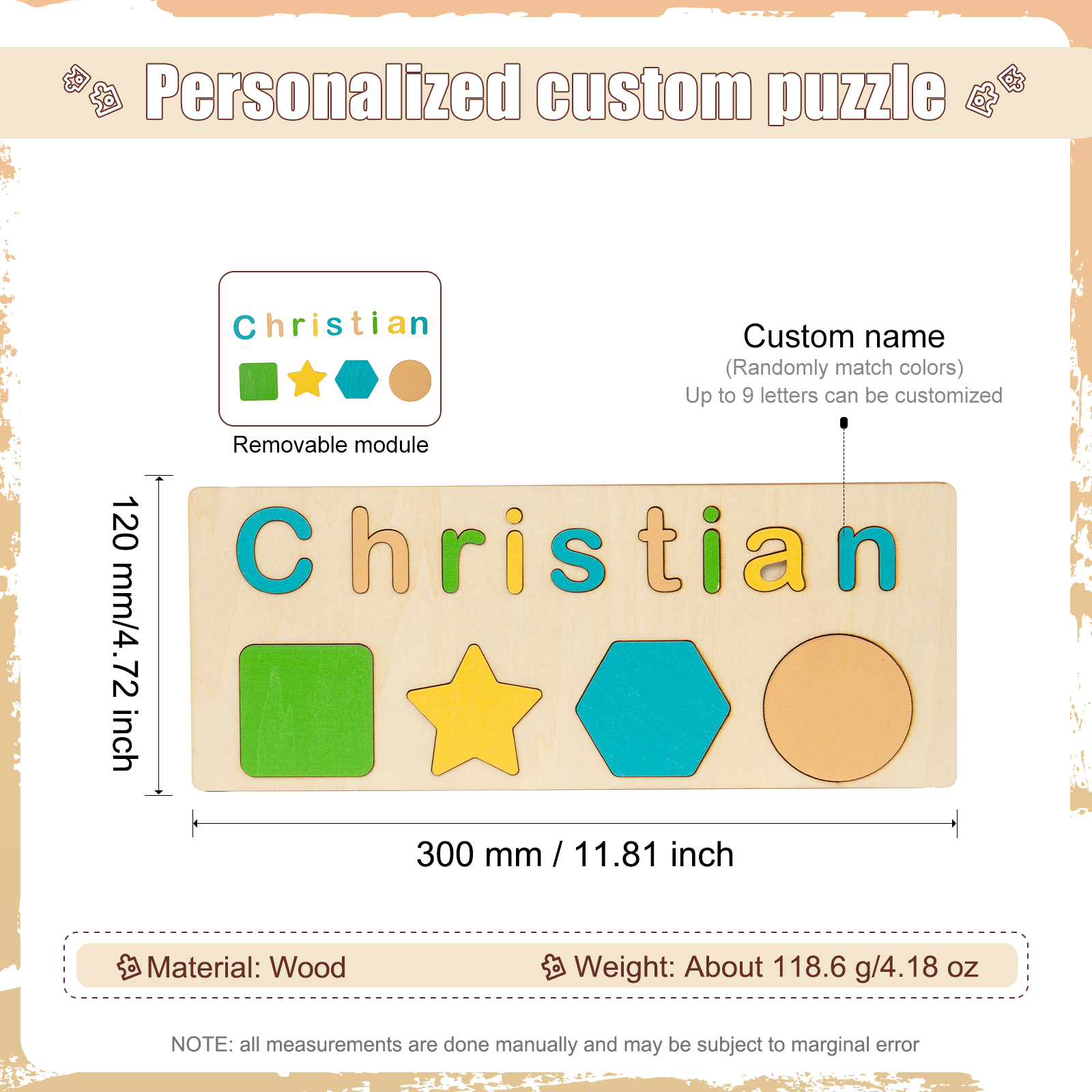 Personalised Kid's Wooden Name Alphabet Puzzle Toy for Toddlers Early Learning Child Toy-Jessemade AU