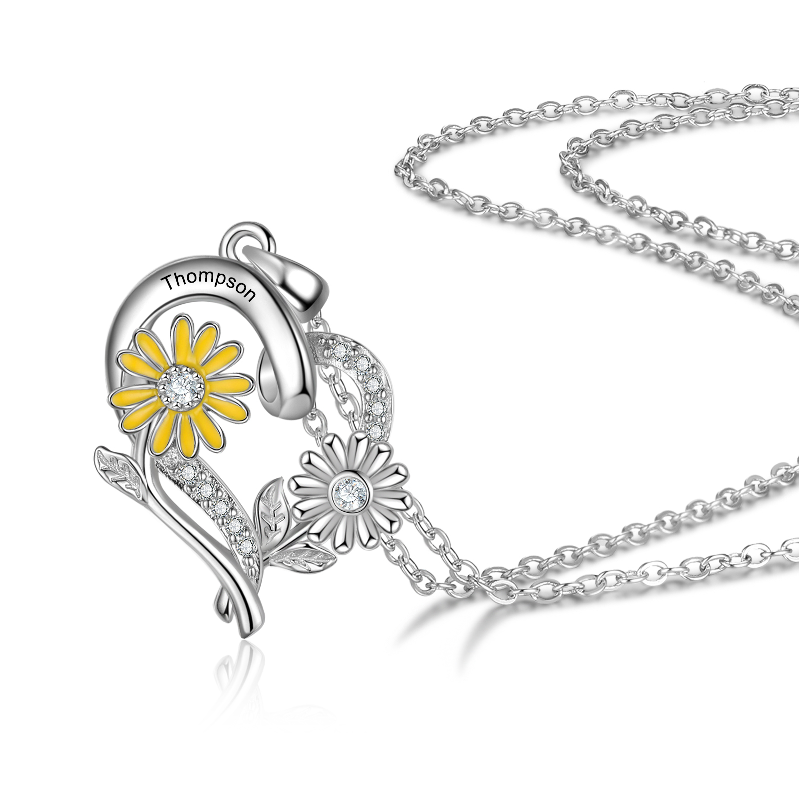 Personalised April Birthflower Necklace With Birthstones Custom 1 Name Necklace For Her-Jessemade AU