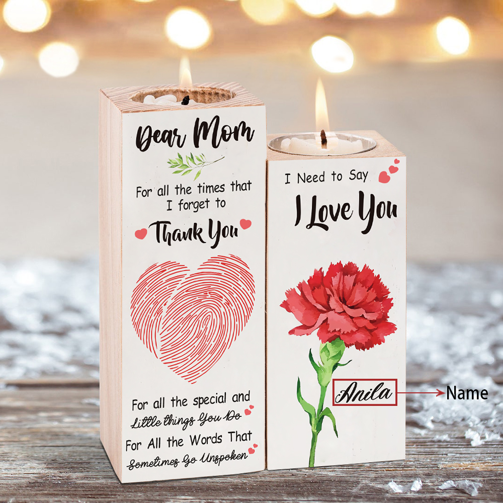 Dear Mum/Mom Candle Holder Custom Name Wooden Candlestick - For All The Times That I Forget To Thank You-Jessemade AU