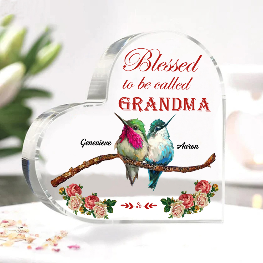 Acrylic Heart Keepsake Custom 3 Names Birds Decor Personalised Gifts for Grandma Mum-Jessemade AU