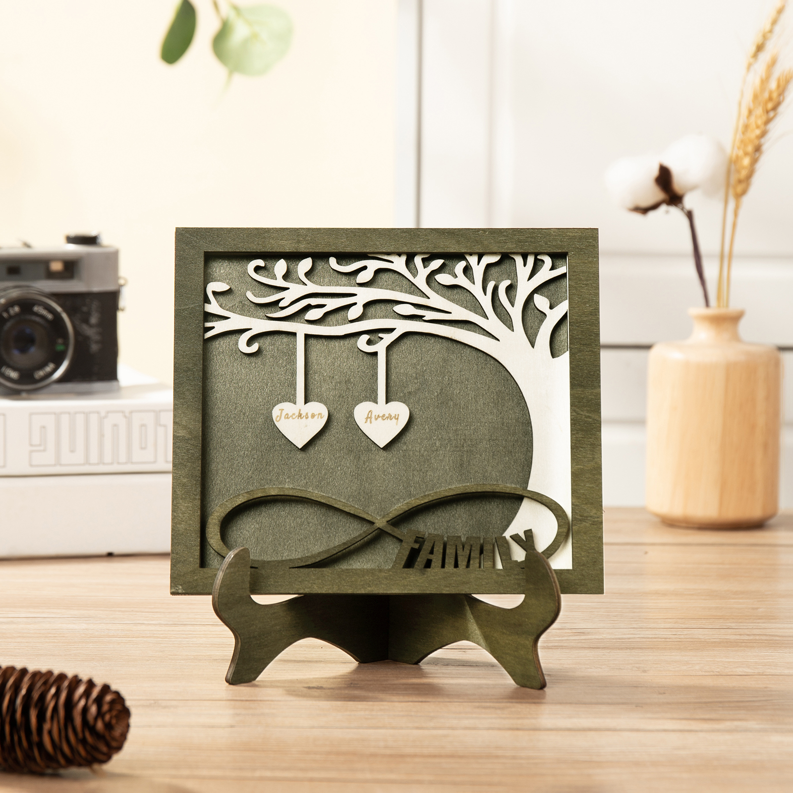 Custom Family Tree Sign with 2 Names Wooden Keepsake Gifts-Jessemade AU