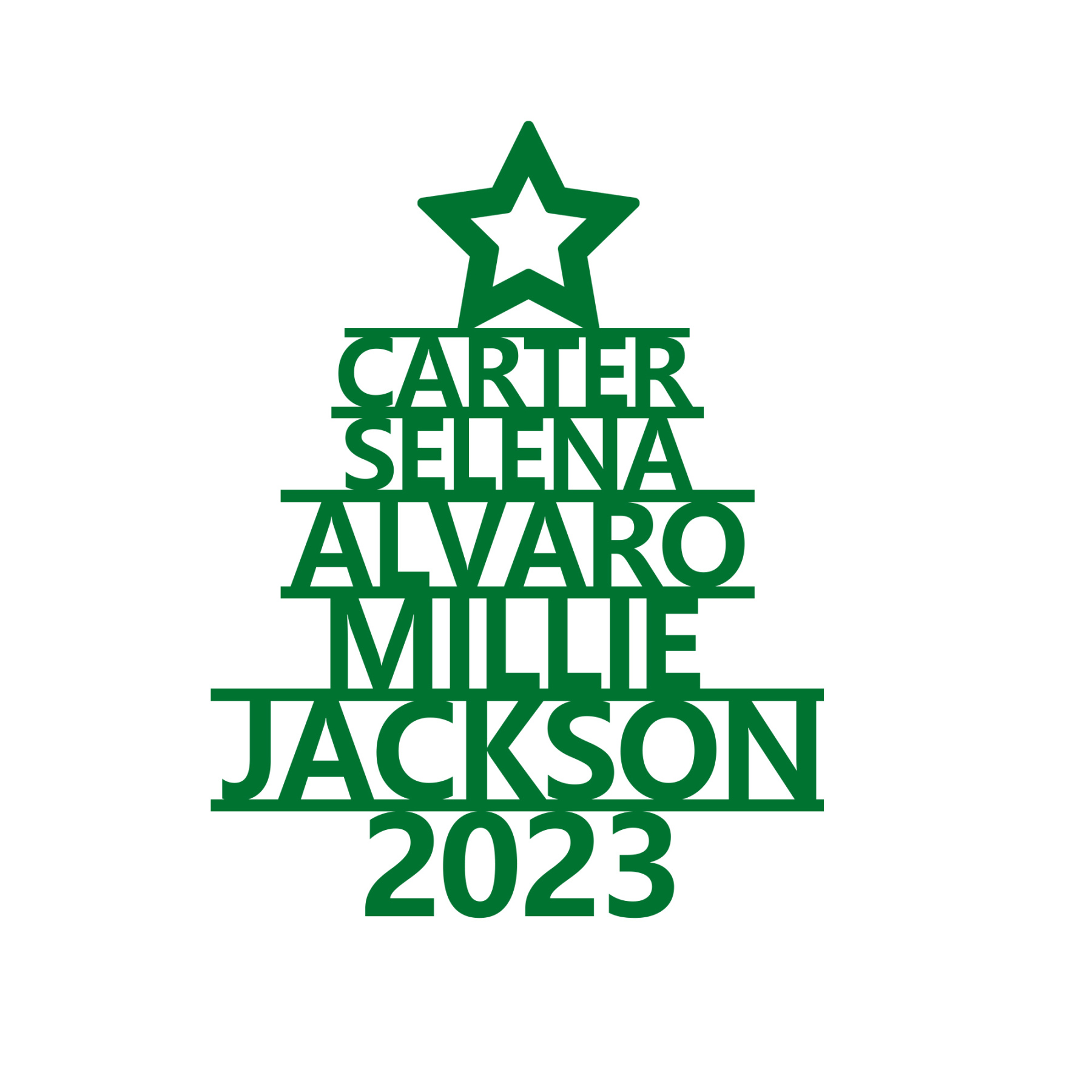 5 Names - Personalised Christmas Tree Ornaments Customised Name Xmas Wooden Decor Gifts for Family Friends-Jessemade AU