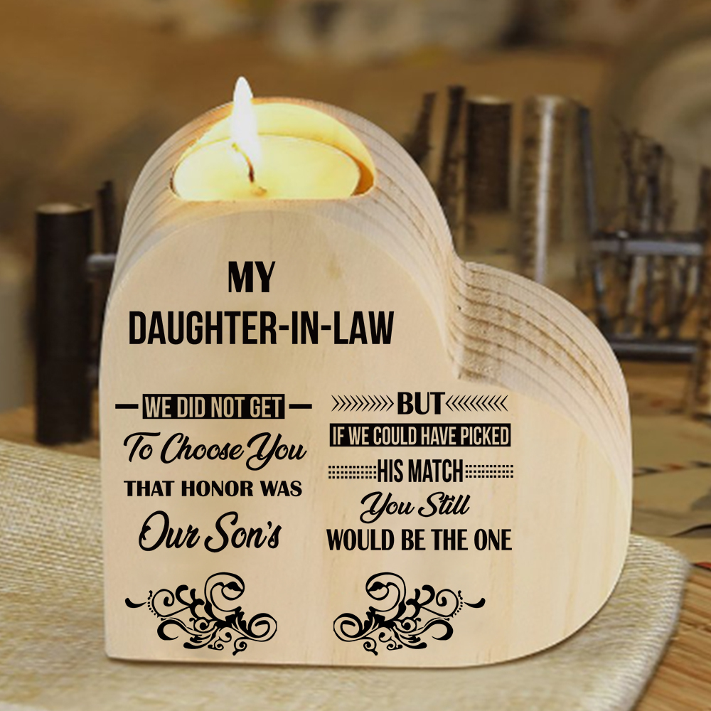 To My Daughter-in-law Wooden Heart Candle Holder "We did not get to choose you" Gifts For Daughter-Jessemade AU