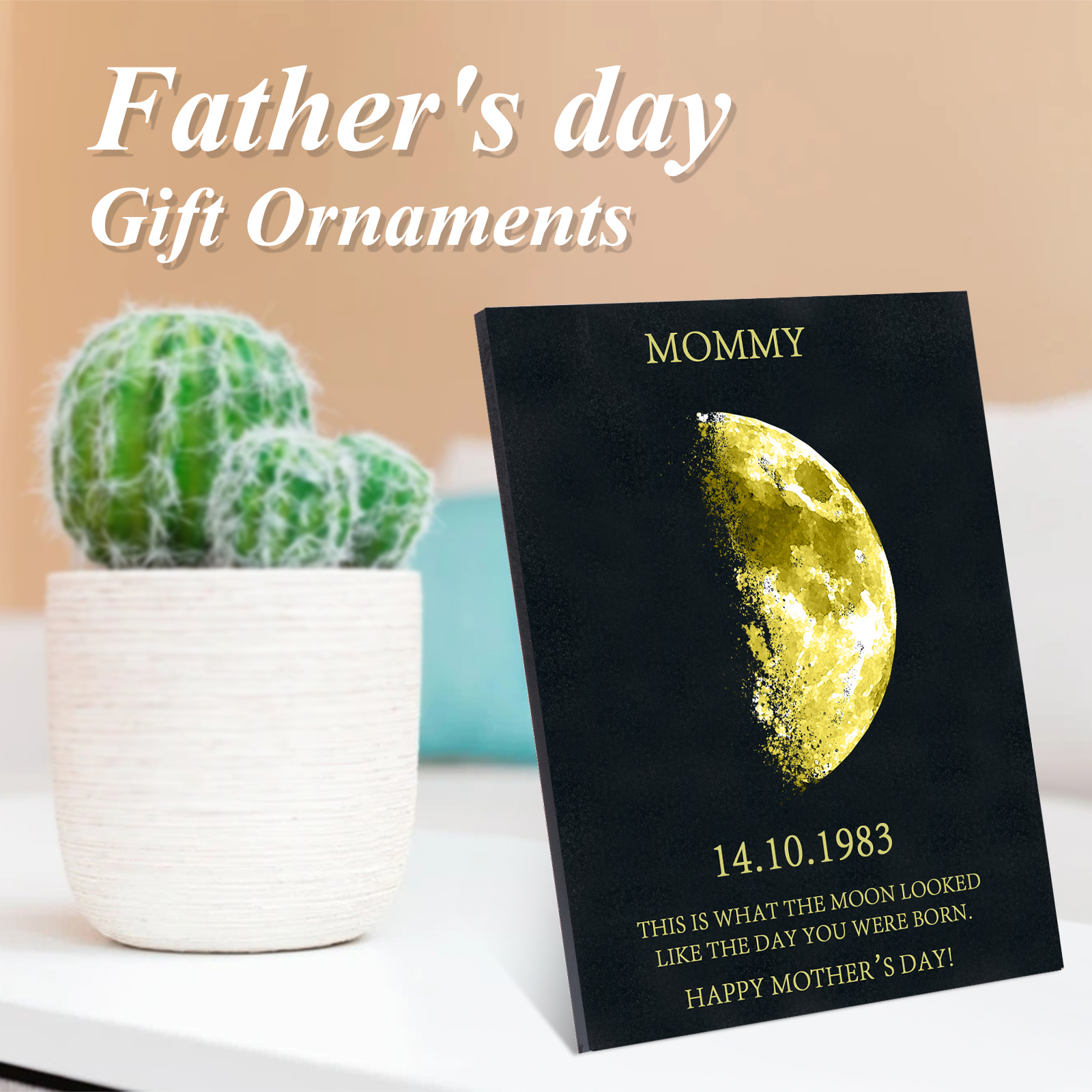 Personalised Wooden Plaque Custom Moon Phase & Text Home Decoration Gift for Grandma/Mother-Jessemade AU