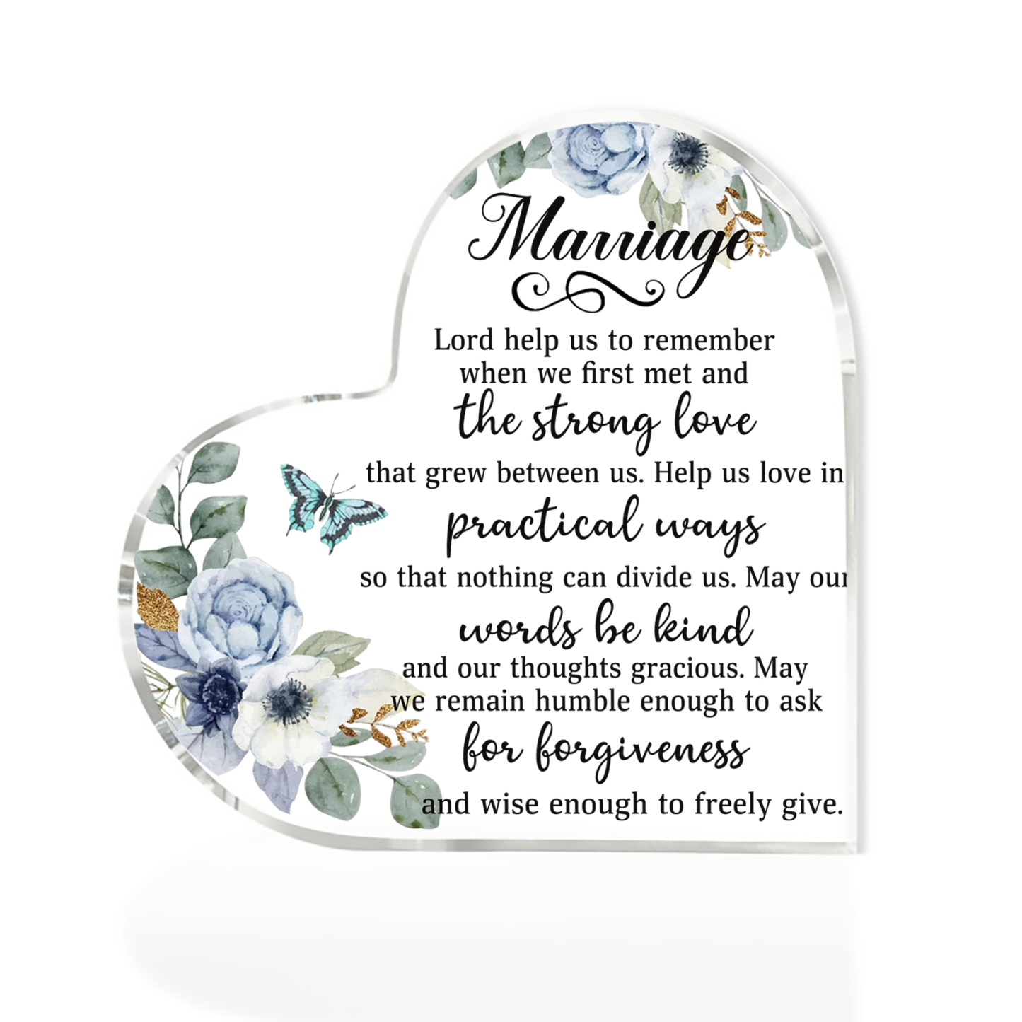 Marriage Acrylic Heart Keepsake Couple Ornament Valentine's Day Gift For Him/Her-Jessemade AU