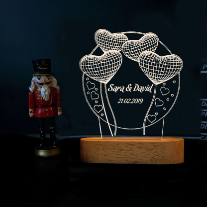 Custom 3D Balloon Night Light With Name LED Lamp Gifts For Couple-Jessemade AU