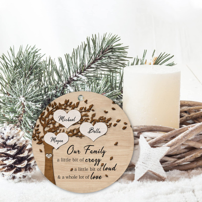 3 Names - Personalised Christmas Tree Ornaments Tree of Life Pendant with Name Wooden Gifts for Family and Friends-Jessemade AU